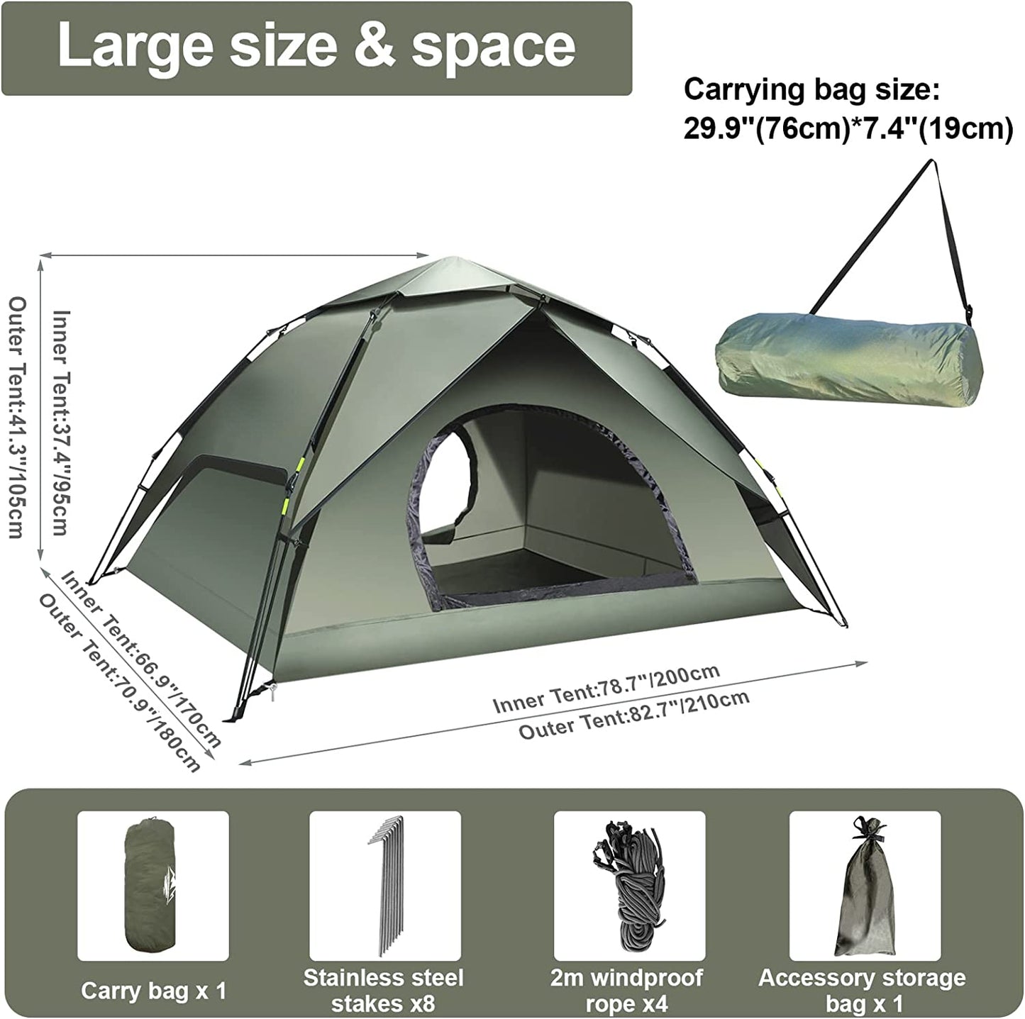 SleepinHike™ | 3 Season Backpack Tent | for 3 People Outdoor Camping