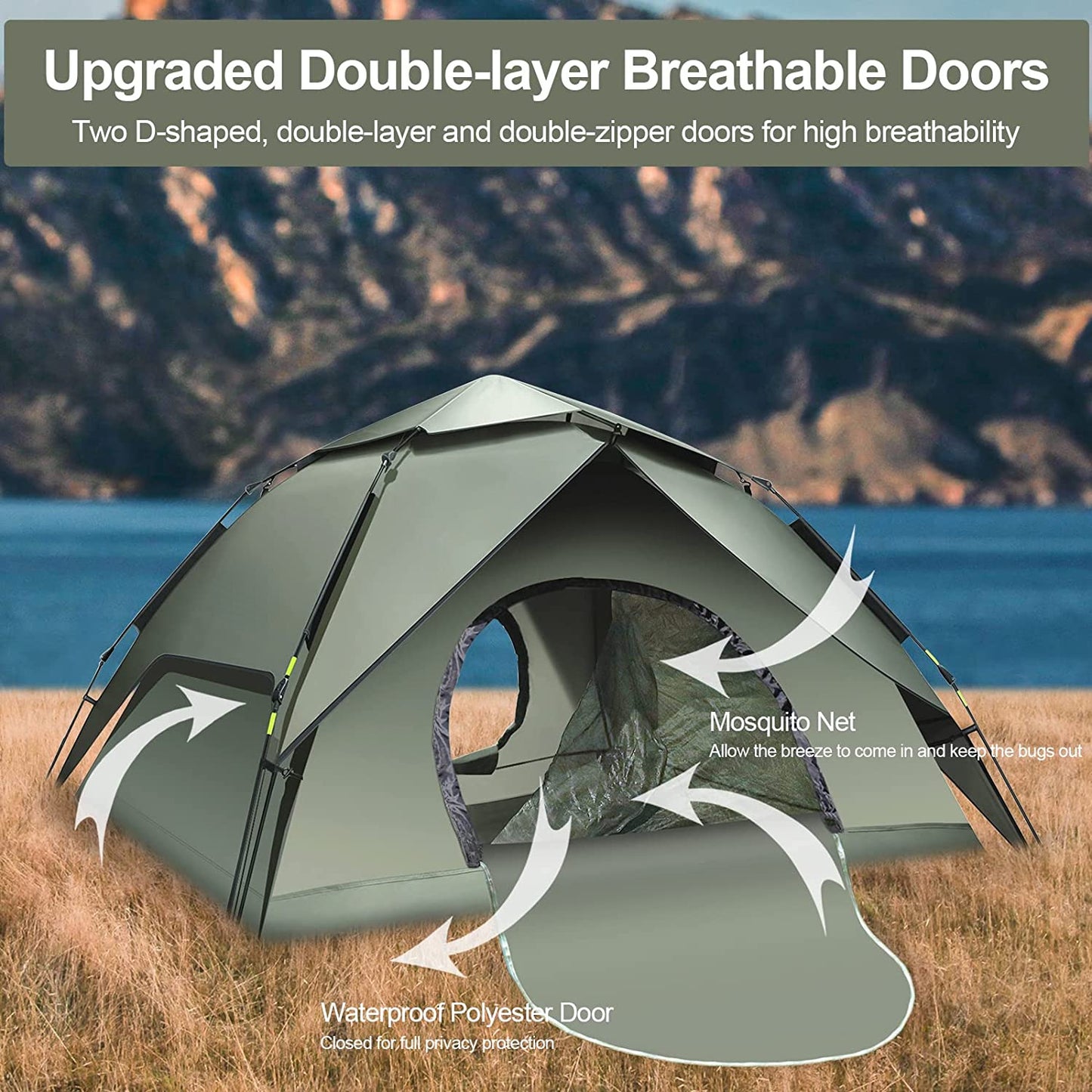 SleepinHike™ | 3 Season Backpack Tent | for 3 People Outdoor Camping