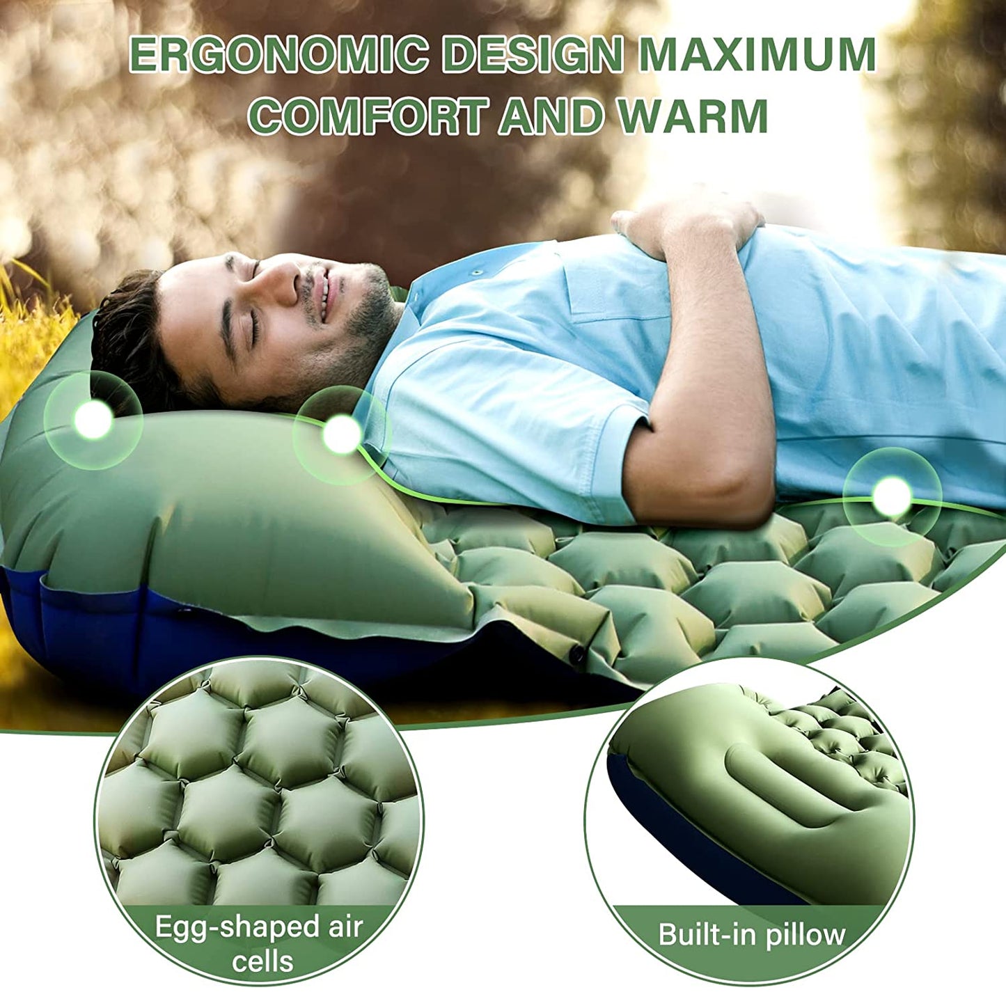 SleepinHike™ | Upgrade Waterproof Sleeping Pad for Camping (With Pillow)