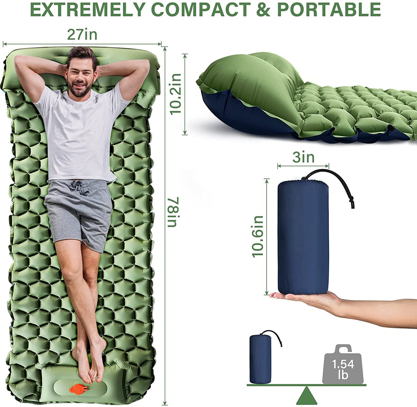 SleepinHike™ | Upgrade Waterproof Sleeping Pad for Camping (With Pillow)